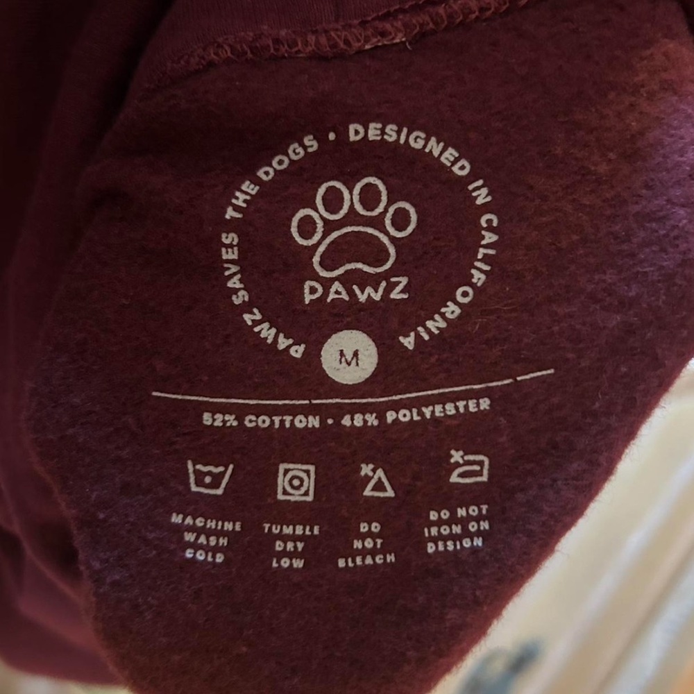 PAWZ Burgundy Dog Mom Sweatshirt hoodie with Paw Print - Picture 4 of 4